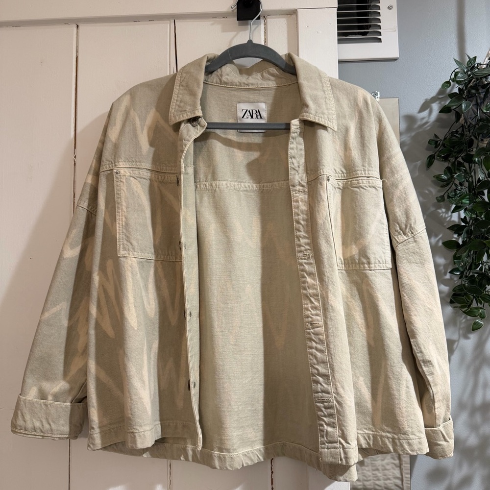 Zara Beige Denim Jacket